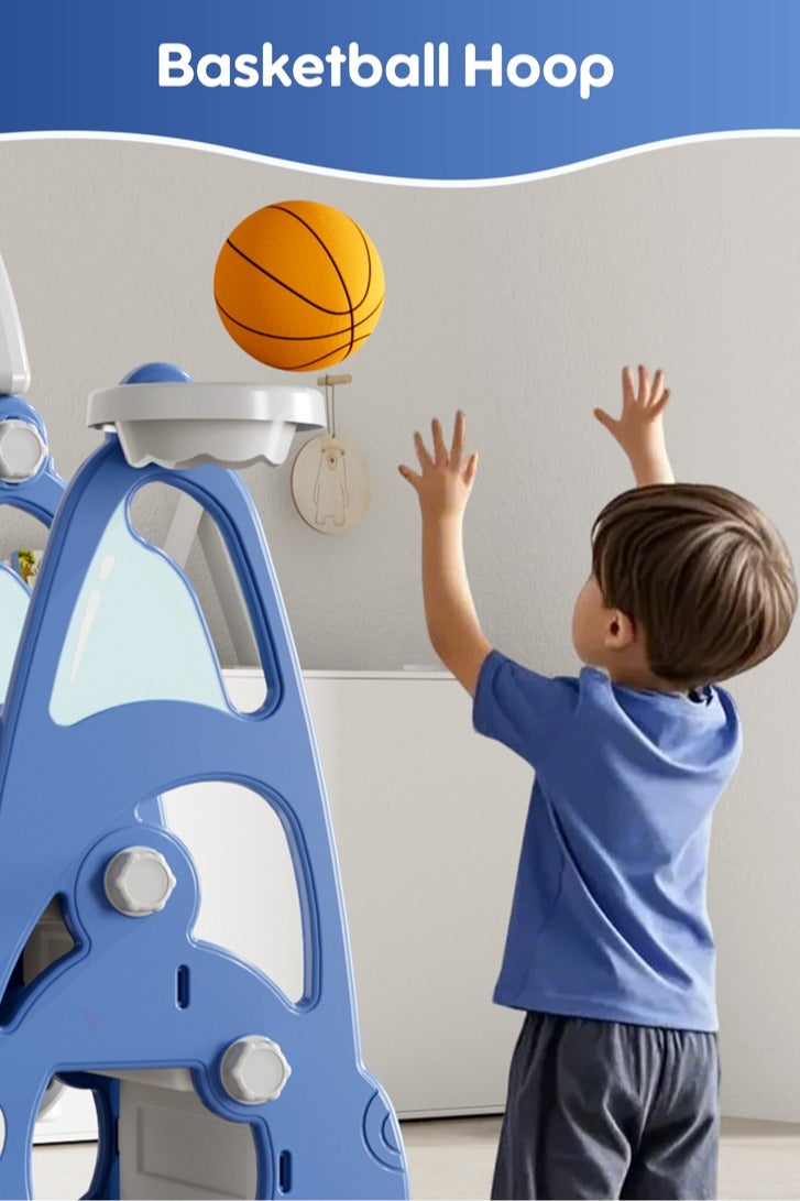 Amoyls 4 in 1 Kids Slide Swing Set with Basketball Hoop Climber Indoor Outdoor Safe Toddler Playground  - Image 4