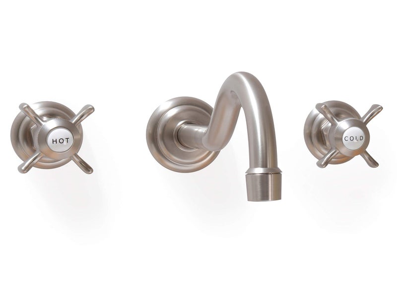 SITGES Wall FaucetTwo Handle Bathroom Sink Wall Mount Faucet with Rough in Valve IncludedBrushed Nickel