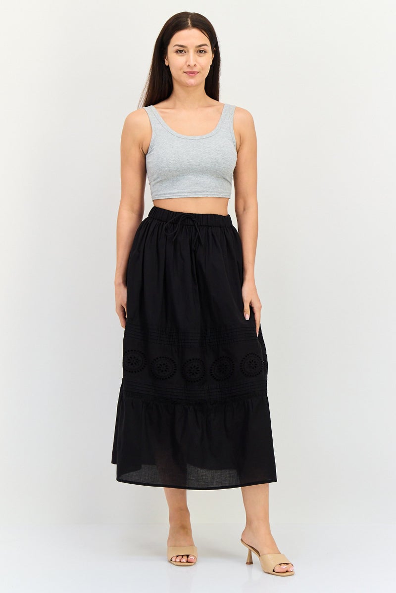BRAVE SOUL Women Eyelet Maxi Skirts, Black - Image 3