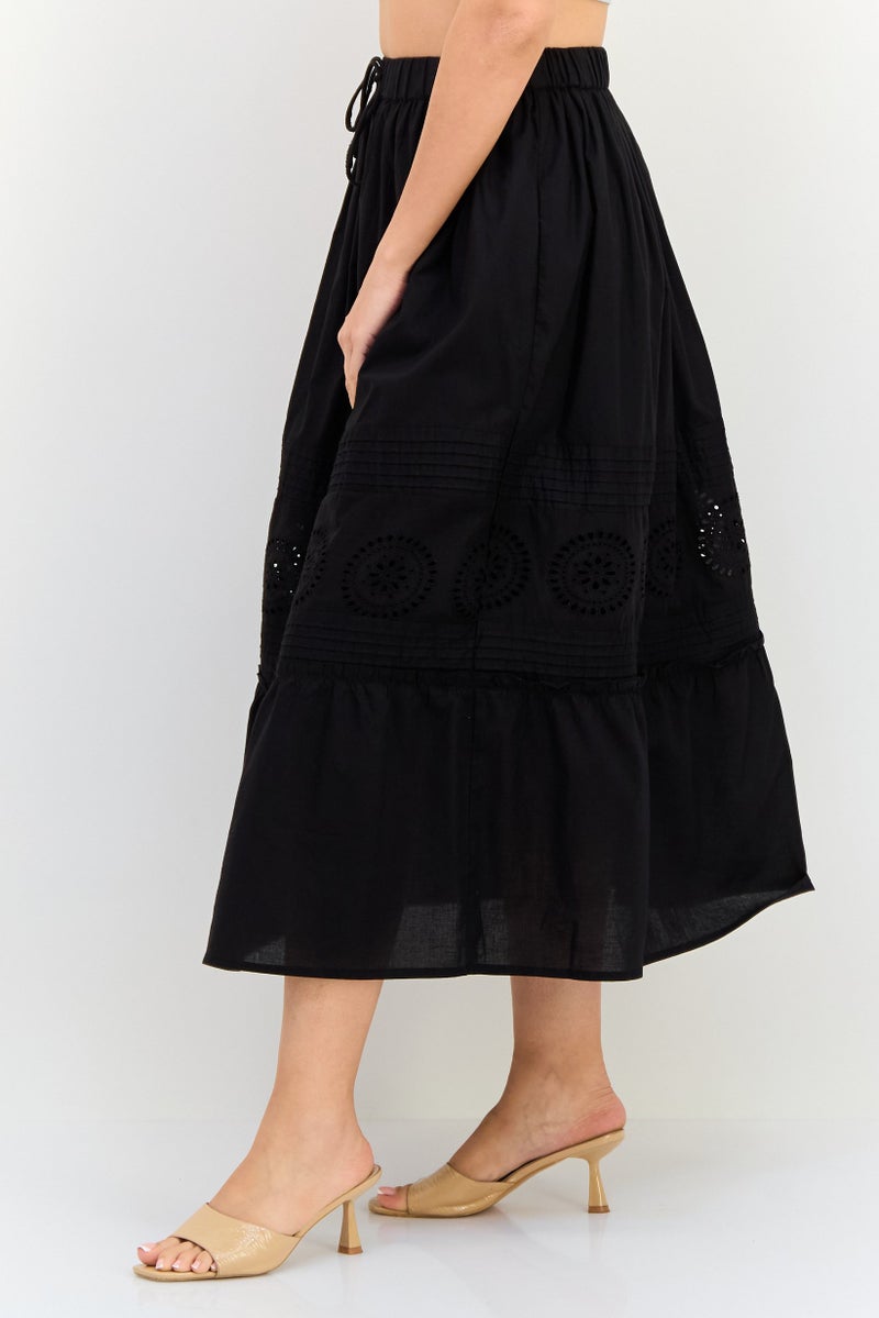 BRAVE SOUL Women Eyelet Maxi Skirts, Black - Image 2