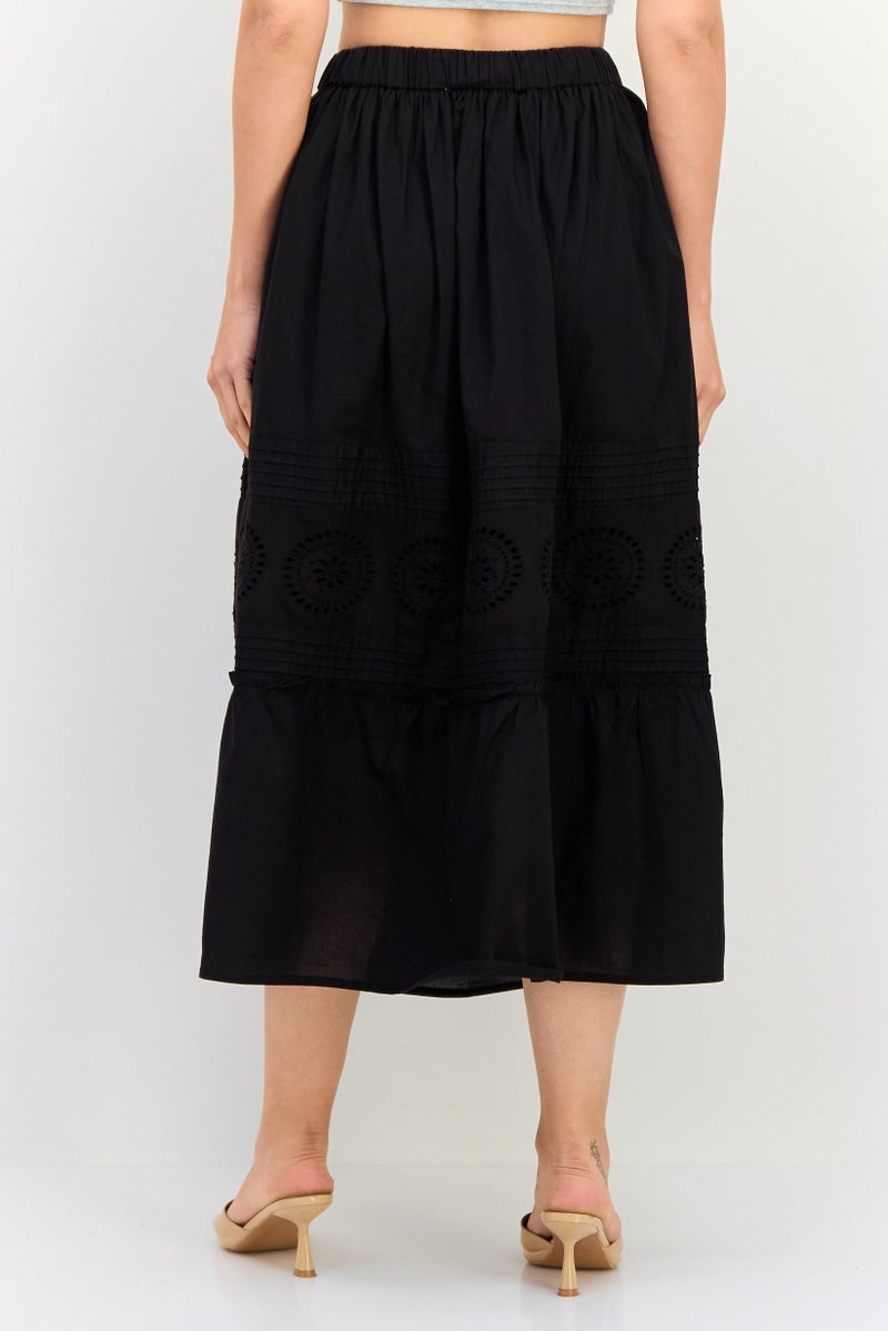 BRAVE SOUL Women Eyelet Maxi Skirts, Black - Image 4