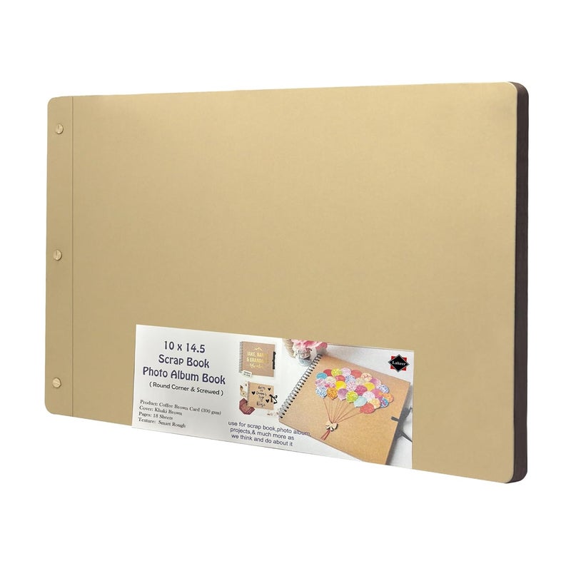 Lakeer 14.5 x 10 Inch DIY Scrapbook-Photo Album | 15 Sheets + 3 Sheets Free (36 Pages)-300 GSM Thick | For Photo Album, DIY Craft, Scrapbooking Activity, Sketching (Coffee Brown) - Image 1