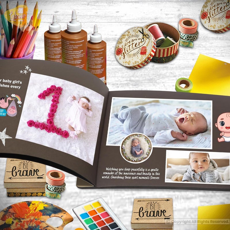Lakeer 14.5 x 10 Inch DIY Scrapbook-Photo Album | 15 Sheets + 3 Sheets Free (36 Pages)-300 GSM Thick | For Photo Album, DIY Craft, Scrapbooking Activity, Sketching (Coffee Brown) - Image 4