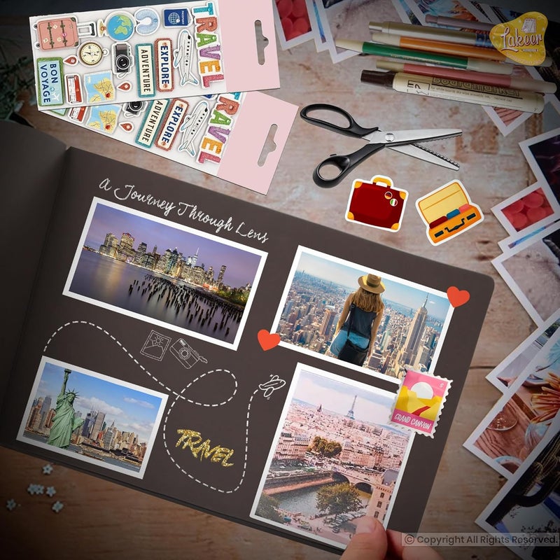 Lakeer 14.5 x 10 Inch DIY Scrapbook-Photo Album | 15 Sheets + 3 Sheets Free (36 Pages)-300 GSM Thick | For Photo Album, DIY Craft, Scrapbooking Activity, Sketching (Coffee Brown) - Image 5