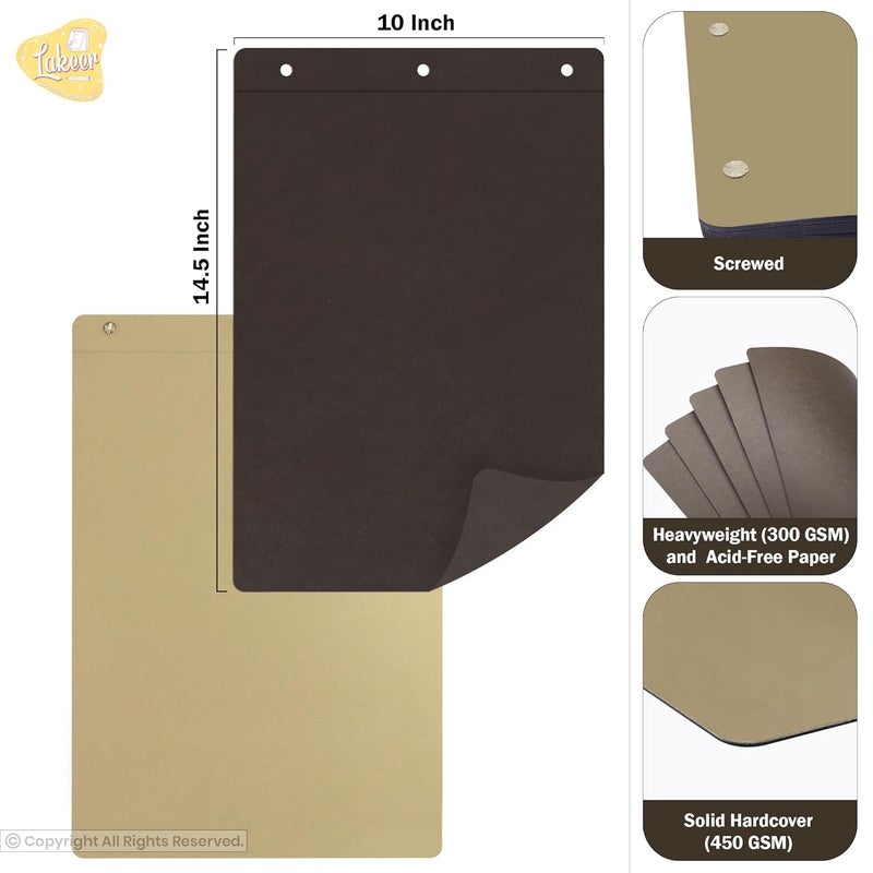 Lakeer 14.5 x 10 Inch DIY Scrapbook-Photo Album | 15 Sheets + 3 Sheets Free (36 Pages)-300 GSM Thick | For Photo Album, DIY Craft, Scrapbooking Activity, Sketching (Coffee Brown) - Image 2
