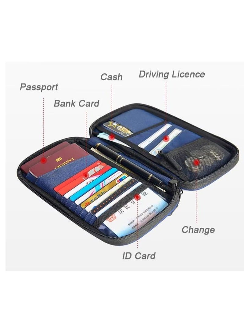 Excefore محفظة سفر بحامل جواز سفر عائلي، غطاء جواز سفر منظم لوثائق السفر، مثالي لحفظ جواز السفر وبطاقات الهوية وتذاكر الطيران والمال، أسود - Image 5