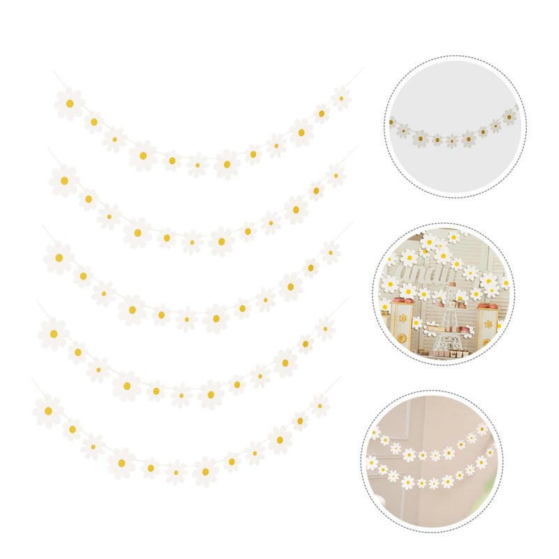 5Pcs Daisy Flower Garland Banner Easy to Hang for Birthday Party Backdrop Decor - Image 4