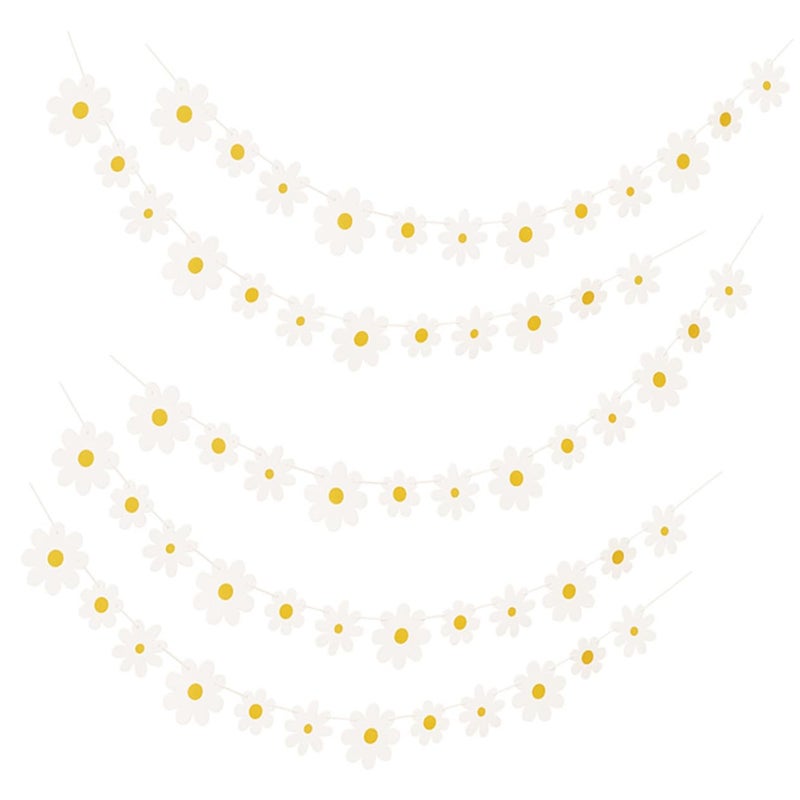 5Pcs Daisy Flower Garland Banner Easy to Hang for Birthday Party Backdrop Decor - Image 2