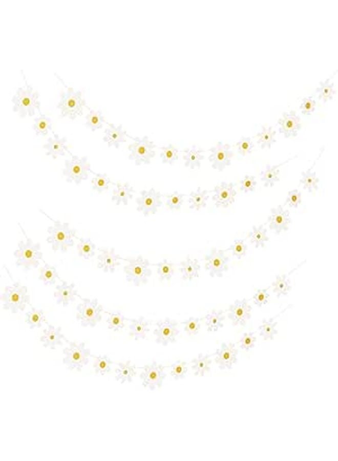 5Pcs Daisy Flower Garland Banner Easy to Hang for Birthday Party Backdrop Decor - Image 1