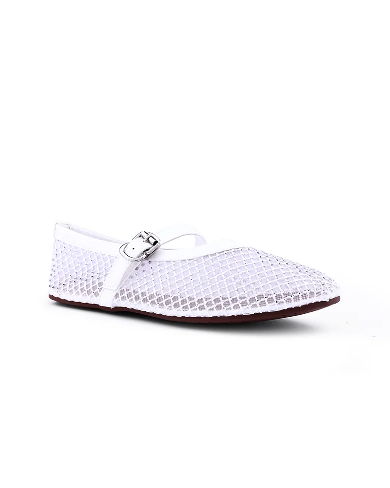 كابلي Womens open weave mesh pattered flat shoes