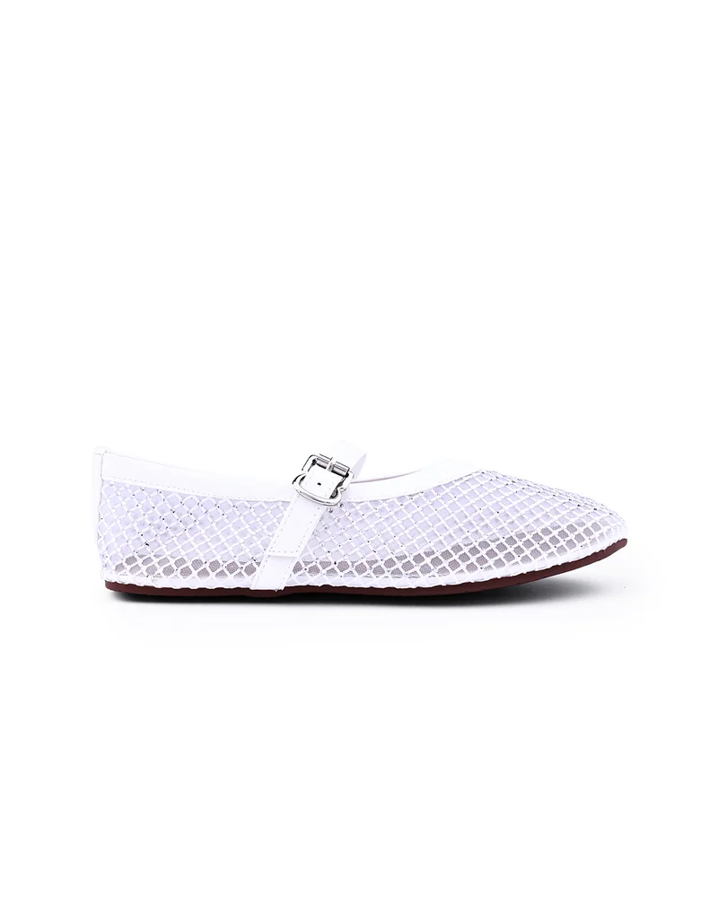 كابلي Womens open weave mesh pattered flat shoes