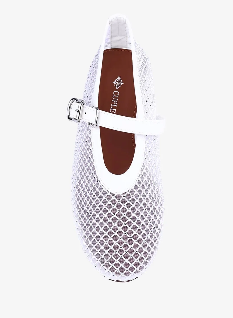 Cuple  Womens open weave mesh pattered flat shoes for Women | Best Price UAE