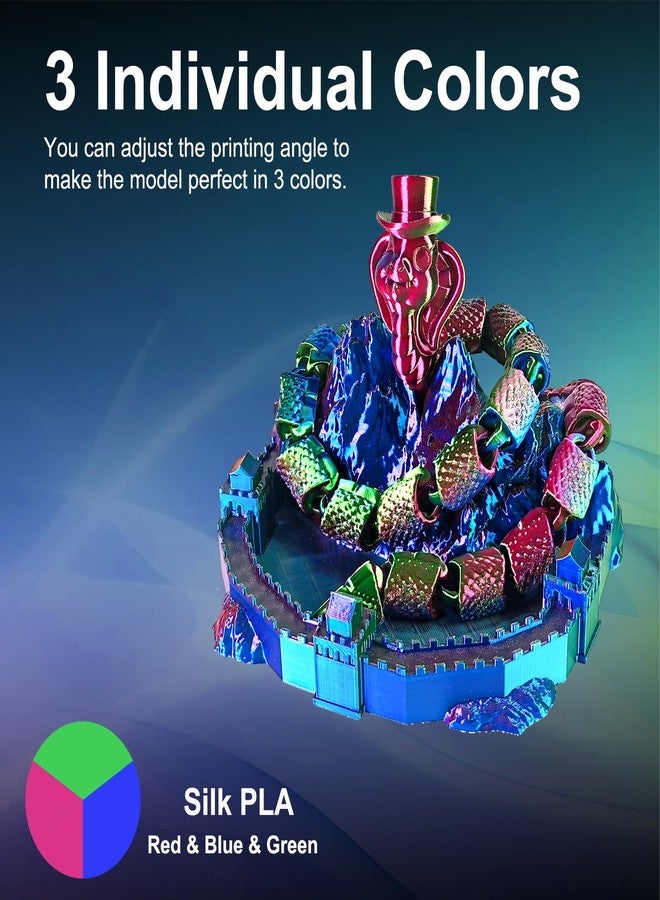 ERYONE Silk Tri-Color Coextrusion PLA Filament,3D Printer 1.75mm,+/-0.03mm, Triple Color Filament 1KG(2.2lbs), Silk Red,Blue and Green - Image 2