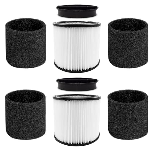 CERO 90304 Replacement Filter for Shop Vac 90304, 90350, 90333, 90585, 5 Gallon and Above Wet/Dry Vacuum Cleaners (2 Replacement Filter+2 Lids+4 Foam Sleeve Filters) - Image 1