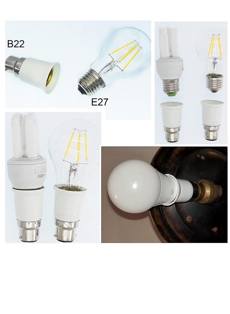 4-Pack B22 to E27 Adapter Lamp Socket Converter Maximum Wattage 200W Heat Resistant up to 150℃ Fire Resistant Converts B22 Bayonet Fitting to E27 Edison Screw-in Socket - Image 3