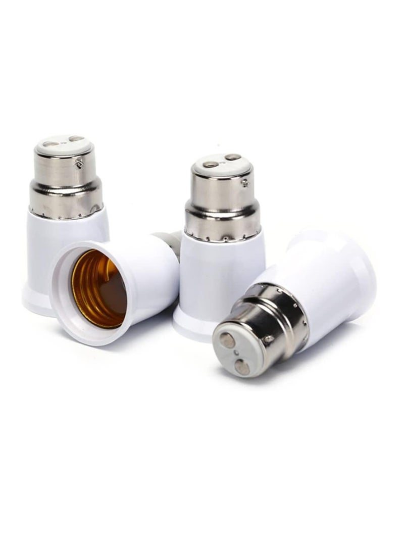 4-Pack B22 to E27 Adapter Lamp Socket Converter Maximum Wattage 200W Heat Resistant up to 150℃ Fire Resistant Converts B22 Bayonet Fitting to E27 Edison Screw-in Socket - Image 1