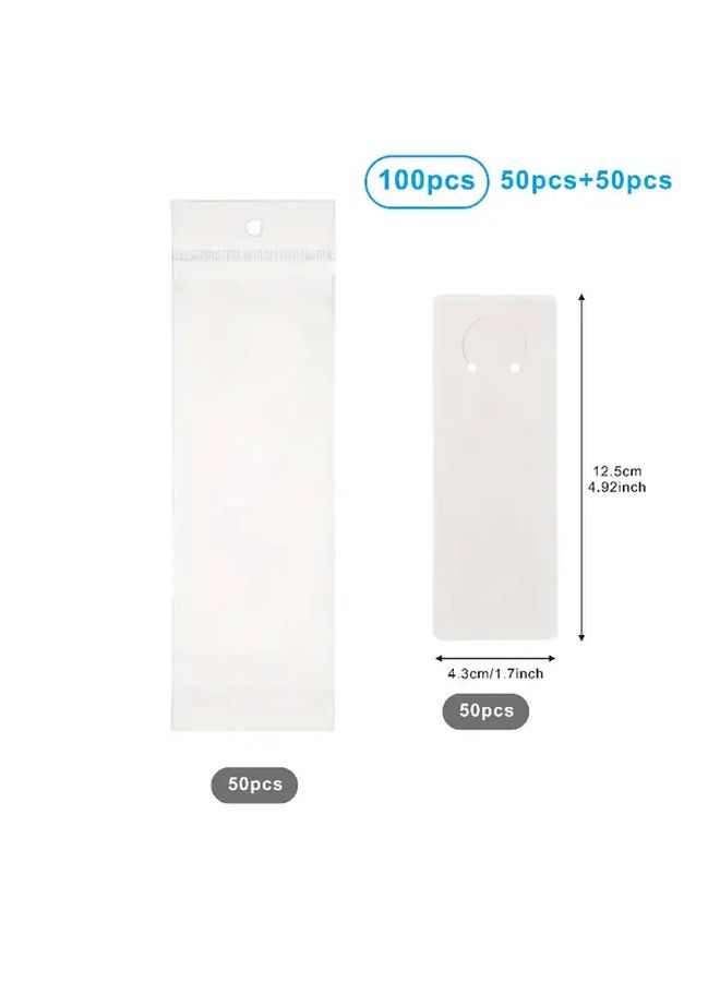 100pcs White Jewelry Display Cards With Bags Hanging Loop Organizer For Retail And Craft - Image 3