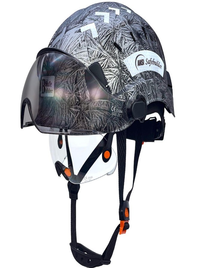 SAFEBUILDER Construction Safety Helmet with Build-in Visor ABS Hard Hat with Visor Adjustable Ventilation Hardhats Work Head Protection ANSI/ISEA Z89.1 (GangMu Hat with CS Visor) - Image 1