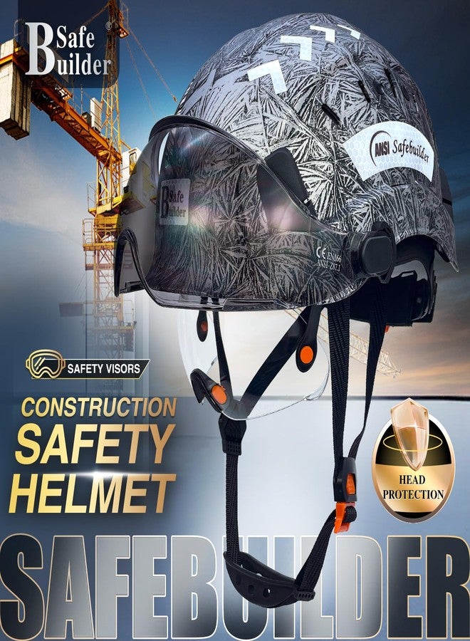 SAFEBUILDER Construction Safety Helmet with Build-in Visor ABS Hard Hat with Visor Adjustable Ventilation Hardhats Work Head Protection ANSI/ISEA Z89.1 (GangMu Hat with CS Visor) - Image 2