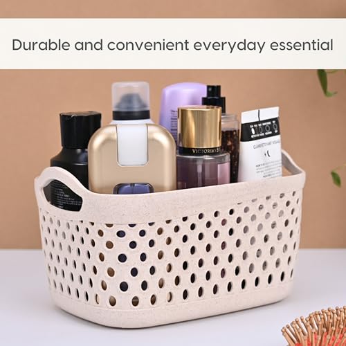 Eha Earth Friendly Multipurpose Rectangular Basket for Storage Set Of 4 | Toy Basket Storage Box For Kids | Storage Baskets For Kitchen |3.8L Each | Made With Rice Husk And Bamboo Fibers | Multicolor - Image 4