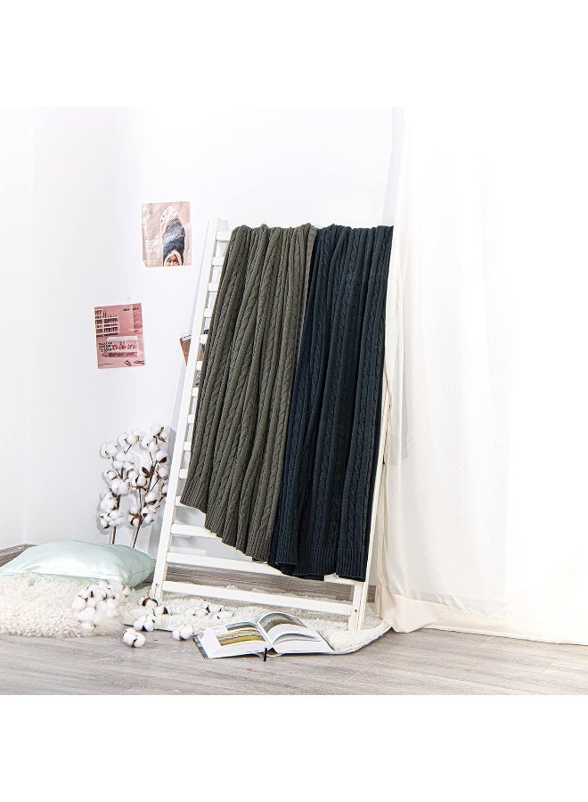 NTBAY NTBAY 100 Pure Cotton Cable Knit Throw Blanket Super Soft Warm 51x67 Knitted Throw Blanket for Couch Sofa Chair Bed  Extra Cozy Machine Washable Comfortable Home Decor Grey  - Image 2