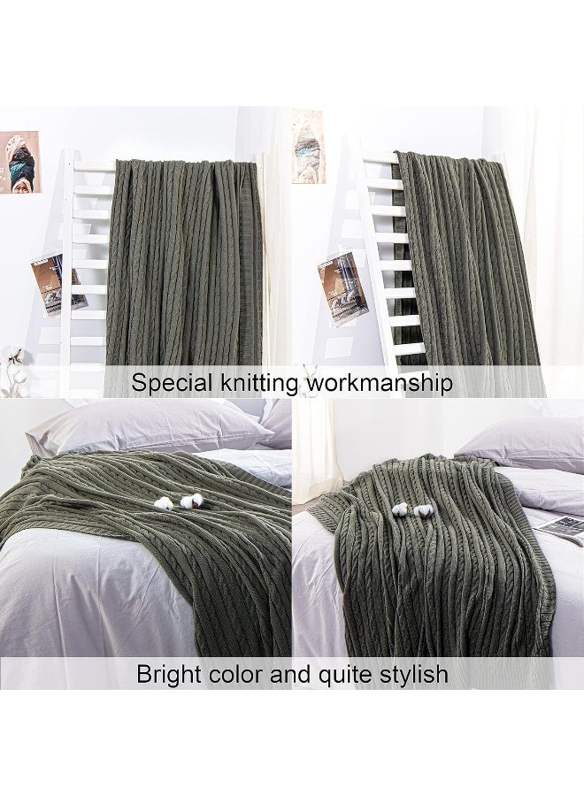 NTBAY NTBAY 100 Pure Cotton Cable Knit Throw Blanket Super Soft Warm 51x67 Knitted Throw Blanket for Couch Sofa Chair Bed  Extra Cozy Machine Washable Comfortable Home Decor Grey  - Image 3