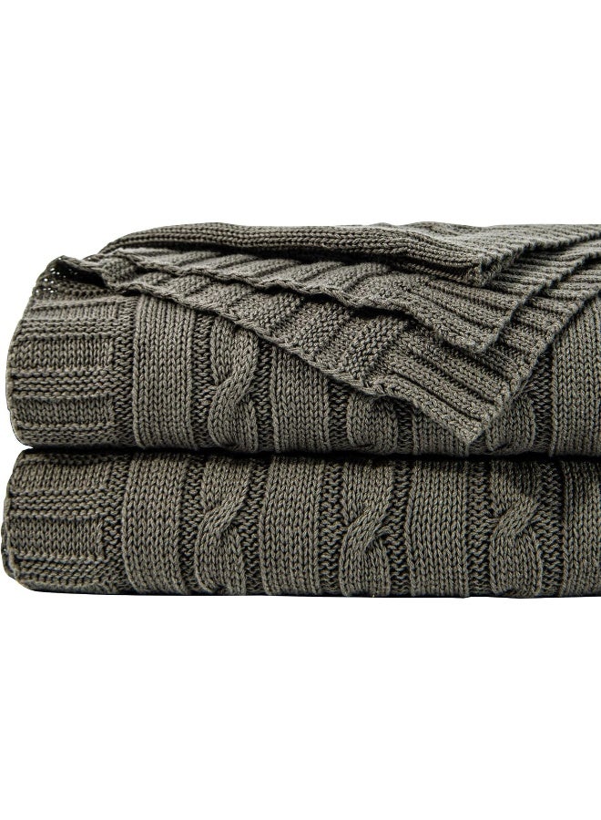 NTBAY NTBAY 100 Pure Cotton Cable Knit Throw Blanket Super Soft Warm 51x67 Knitted Throw Blanket for Couch Sofa Chair Bed  Extra Cozy Machine Washable Comfortable Home Decor Grey  - Image 4