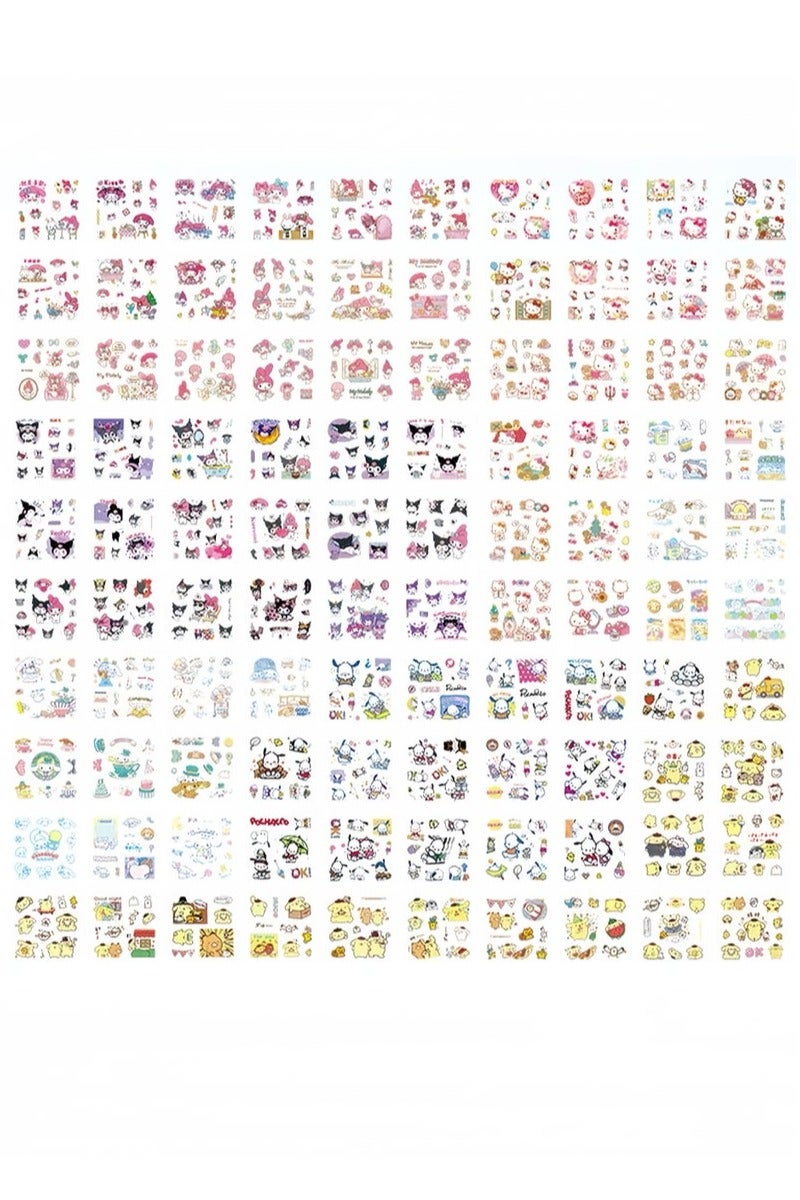 Sanrio Anime Girl Stickers - 100 Sheets Sanrio Stickers Kit, Vinyl Cartoon Aesthetic Decorative Sticker Set, Ideal for Scrapbooking, Journaling, Laptops and Room Decoration - Image 3
