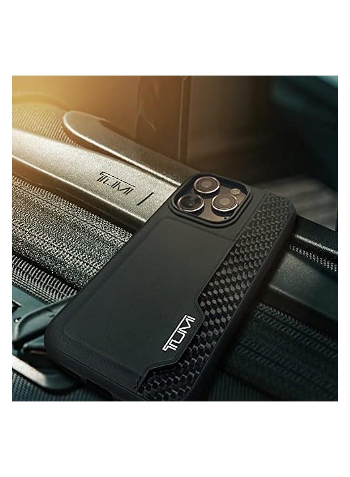 Tumi HC Quality Premium Leather & Shiny Carbon Fiber Case With Vertical Card Slot Compatible with iPhone 14 Pro, Shockproof Cover for Protect your Phone - Image 5