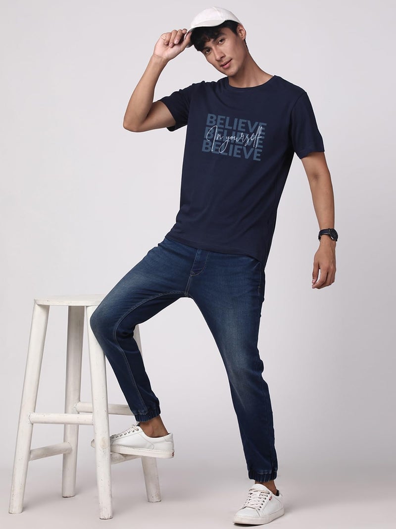 ADRO Men's Cotton Solid Regular Fit T-Shirt (Rn24-Inv-Nb_Navy Blue, 2XL - Image 5