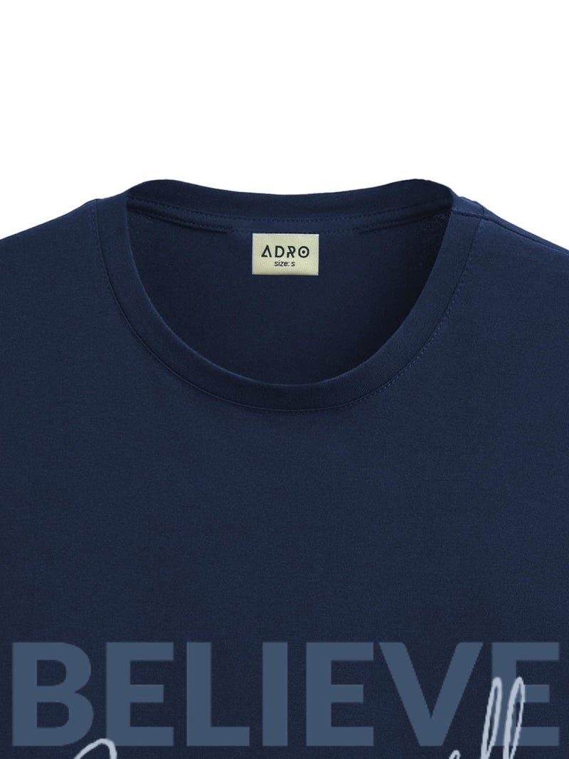 ADRO Men's Cotton Solid Regular Fit T-Shirt (Rn24-Inv-Nb_Navy Blue, 2XL - Image 2