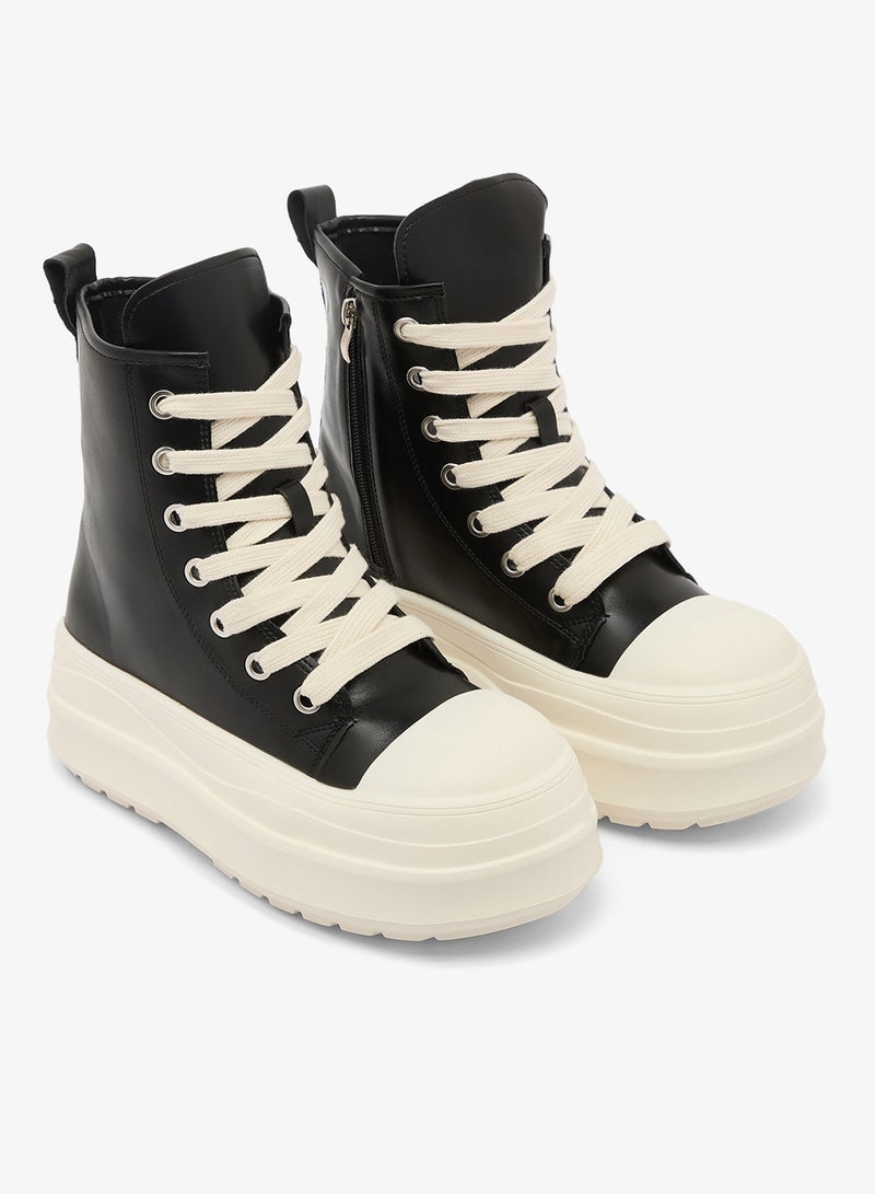 Ginger Platform Chunky Detail Lace Up Sneakers - Image 4