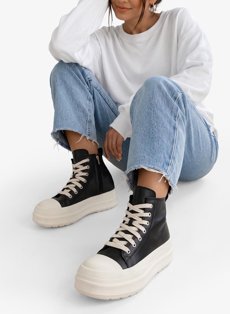 Ginger Platform Chunky Detail Lace Up Sneakers - Image 5