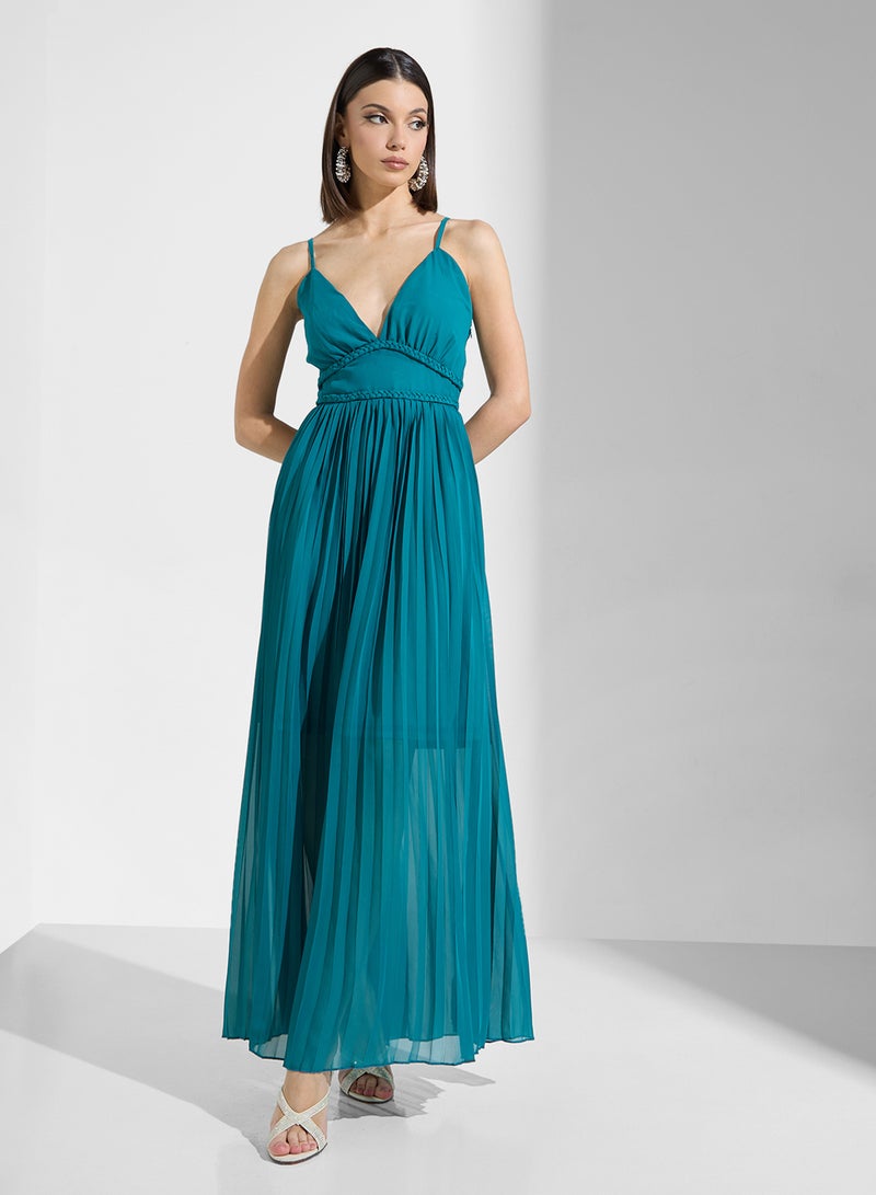 ايلا ليمتد اديشن فستان ماكسي بلون تركواز مطوي - Image 1