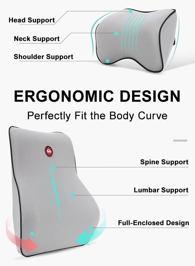 MLADEN وسادة دعم قطني للسيارة والمكتب بفوم ميموري، وسادة ظهر مريحة بحزام قابل للتعديل - Image 3