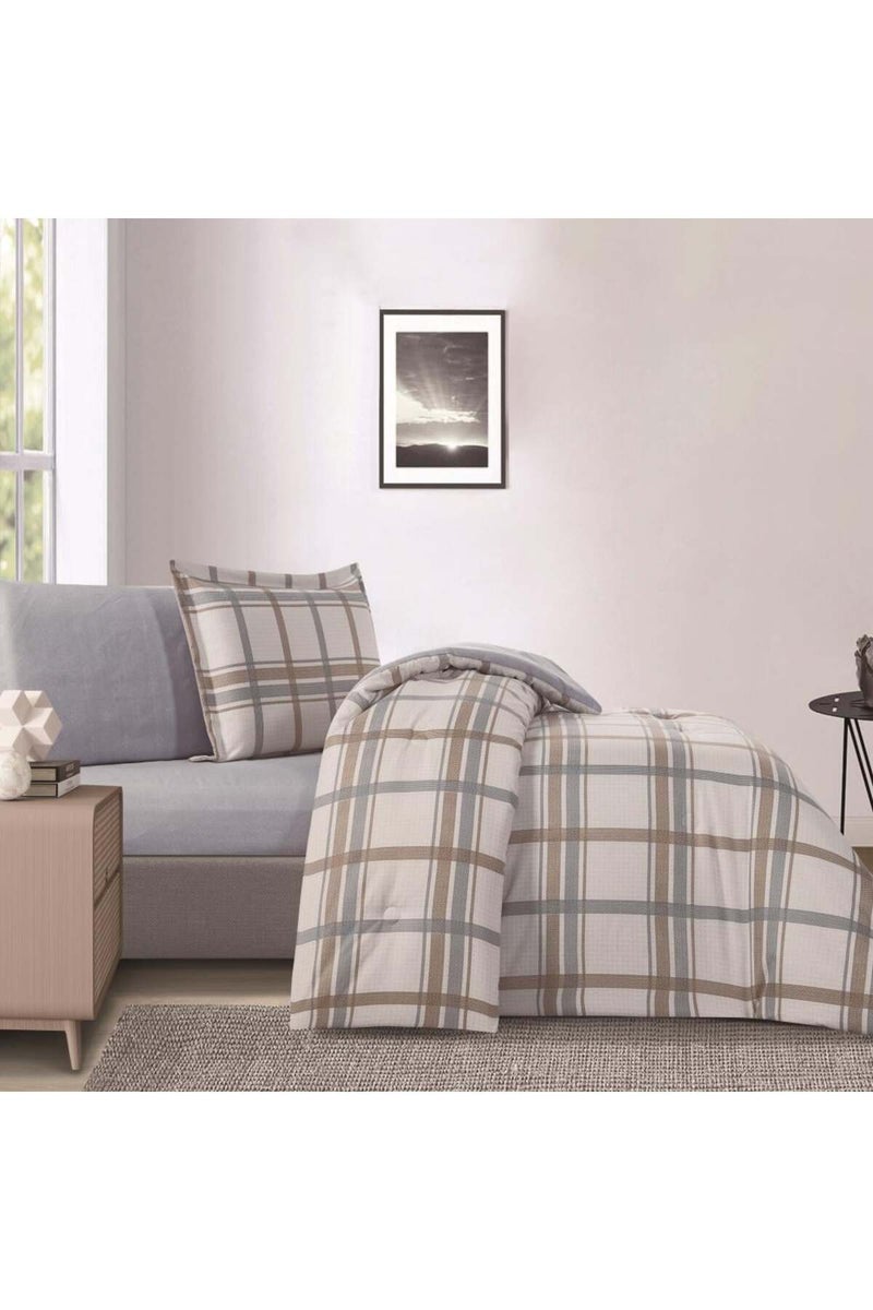 Melen Summer Single  Bedding Set - 4 Pieces - Fits a 200x120 Bed - Leighton - Cream - Gray - Image 3