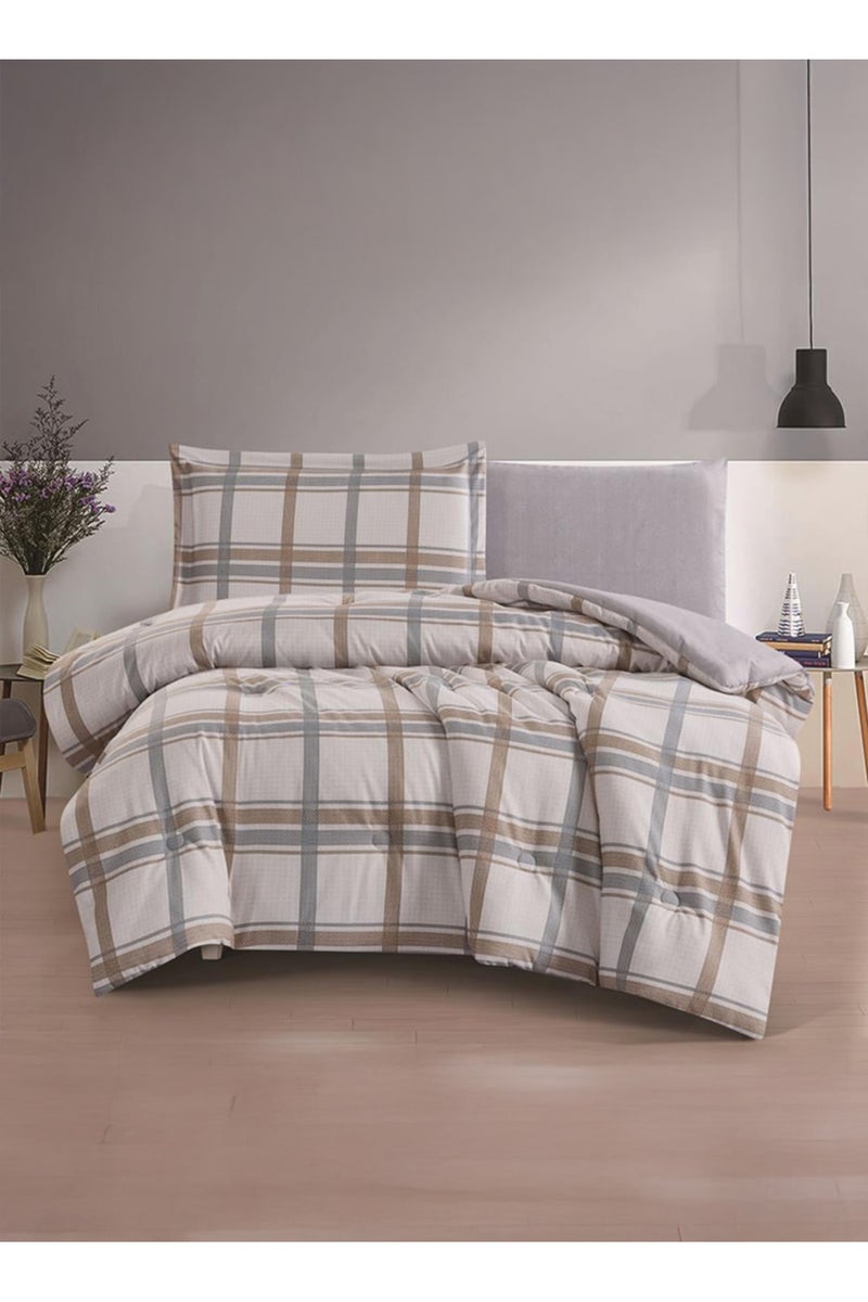 Melen Summer Single  Bedding Set - 4 Pieces - Fits a 200x120 Bed - Leighton - Cream - Gray - Image 1