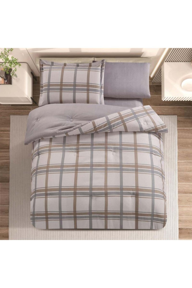 Melen Summer Single  Bedding Set - 4 Pieces - Fits a 200x120 Bed - Leighton - Cream - Gray - Image 2