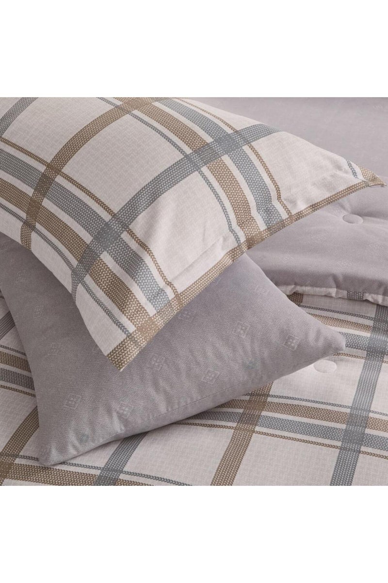 Melen Summer Single  Bedding Set - 4 Pieces - Fits a 200x120 Bed - Leighton - Cream - Gray - Image 5