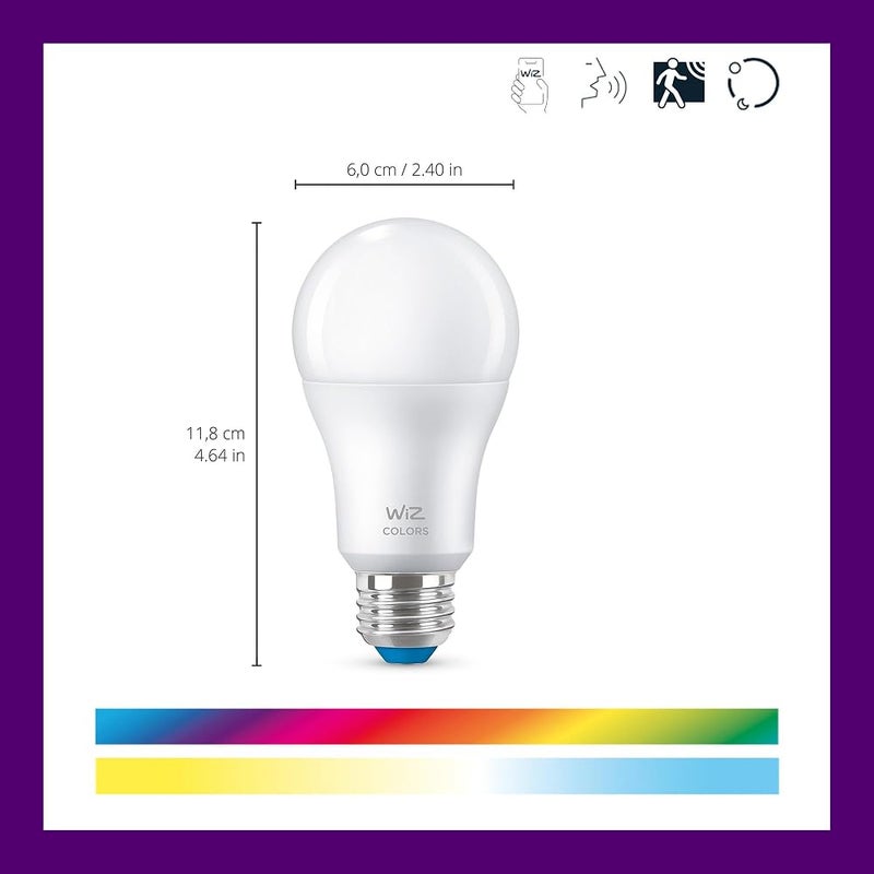 WiZ Connected 60W A19 LED Smart Light Bulbs - Connects to Your Wi-Fi - E26 Smart Bulb - Control with Voice or App + Activate with Motion - Matter Compatible - 2 Pack - Image 2