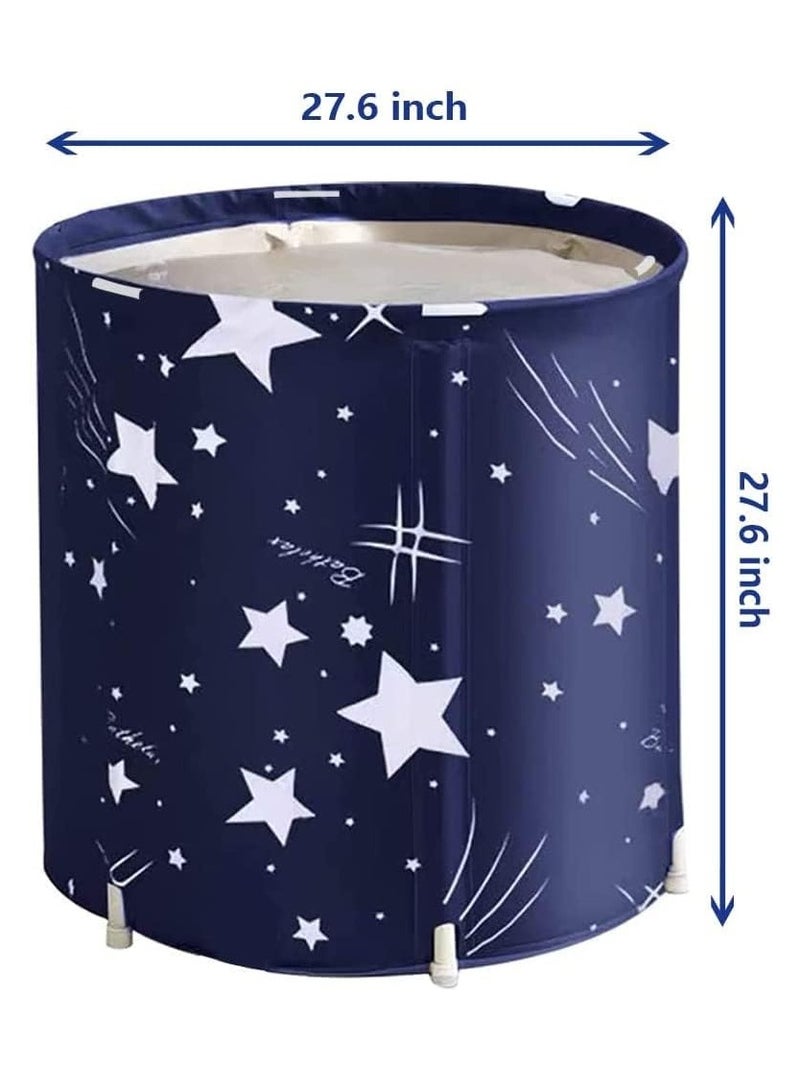 بريميفي حوض استحمام أزرق محمول يحرر حوض استحمام قابل للطي وقابل للطي للكبار، حوض استحمام سبا صديق للبيئة، حوض استحمام قابل للطي مثالي للاستحمام في الحمامات الساخنة والجليدية - Image 2