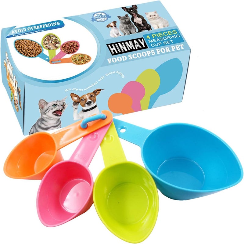 HINMAY Pet Food Scoops Plastic Measuring Cups Set for Dog Cat and Bird Food (Random Color)