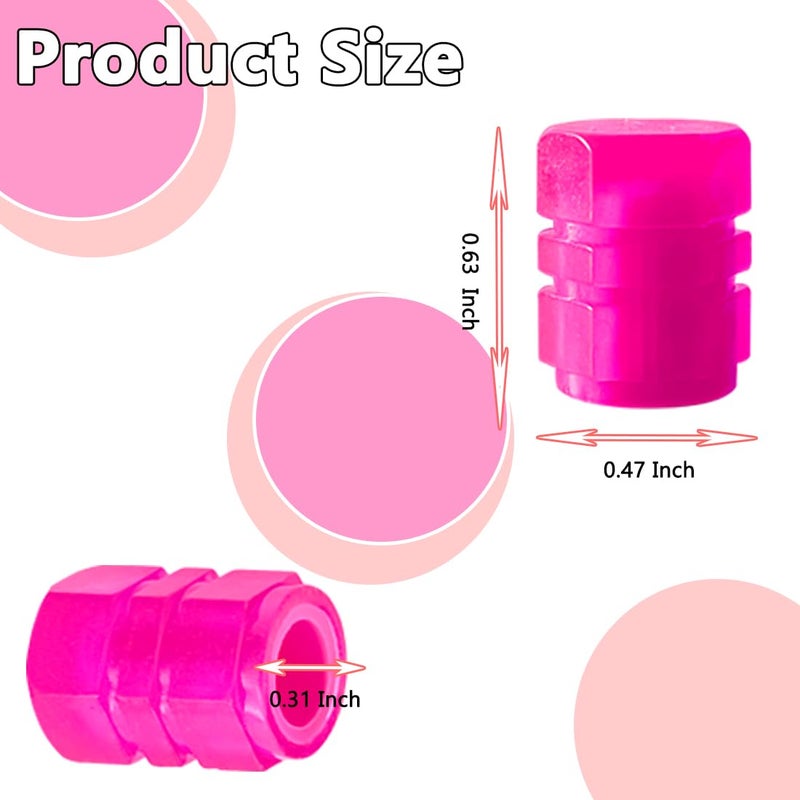ACODABLEM Luminous Tire Valve Stem Caps for Car, 5PCS Fluorescent Glow in The Dark Air Caps Cover, Illuminated Corrosion Resistant Tire Pressure Caps, Universal for Cars, Trucks, SUVs, Motorcycles, Bikes (Pink) - Image 5