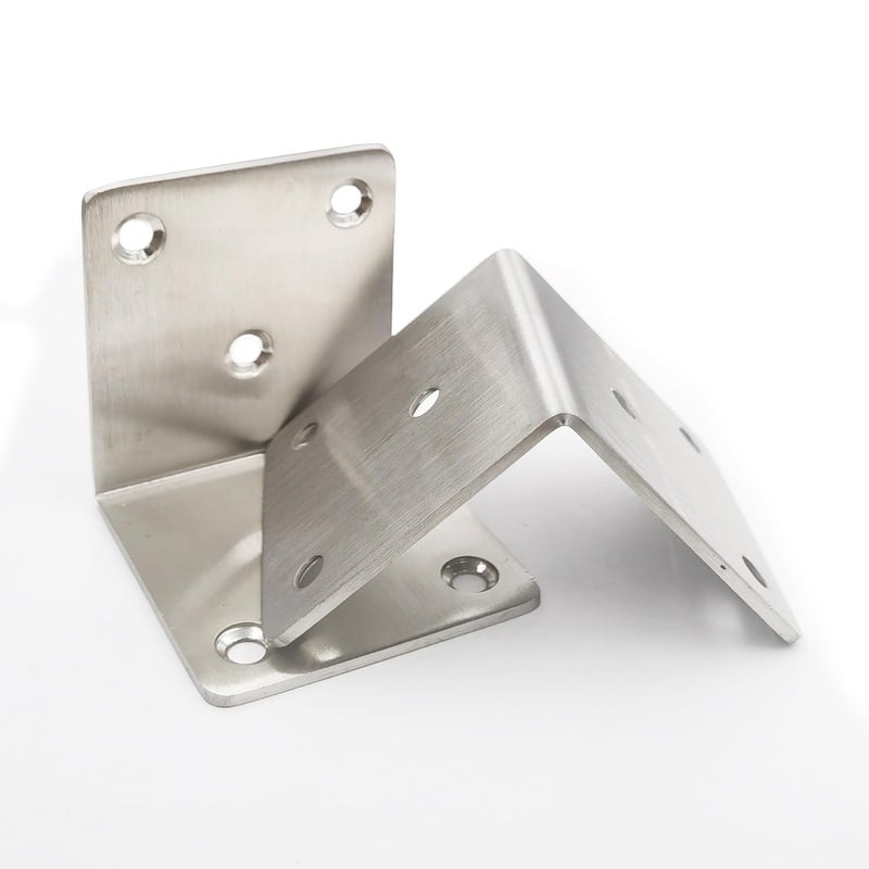 Hyever Stainless Steel Corner Brace Joints Plate 6 Pcs Angle Bracket L Shape 90 Degree Heavy Duty Corner Brace for Wood Furniture Bookshelf Board Window Cabinet 2x2x2 Inch