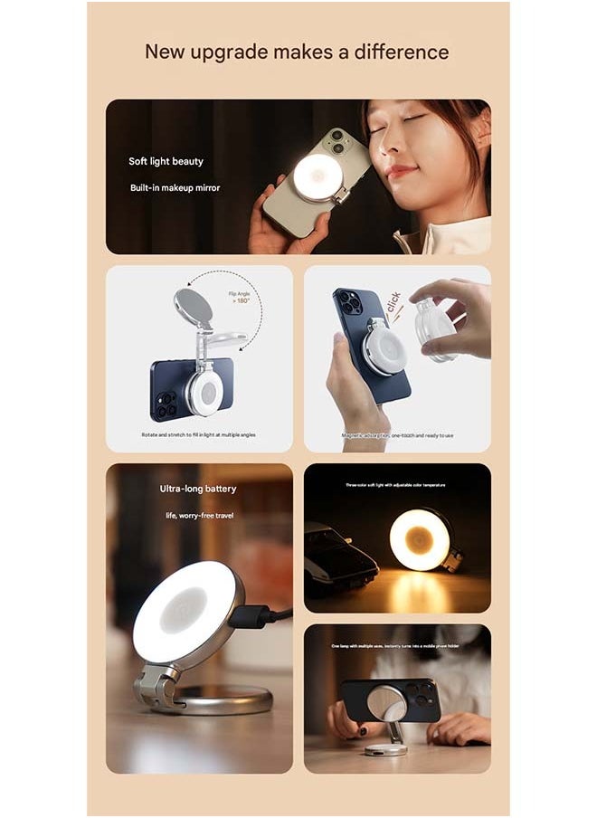 TELESIN Magnetic Magsafe Three - color Fill Light - An Essential Gadget for Mobile Phone Photography, Live Streaming, Soft - light Beauty Retouching and Selfie - taking