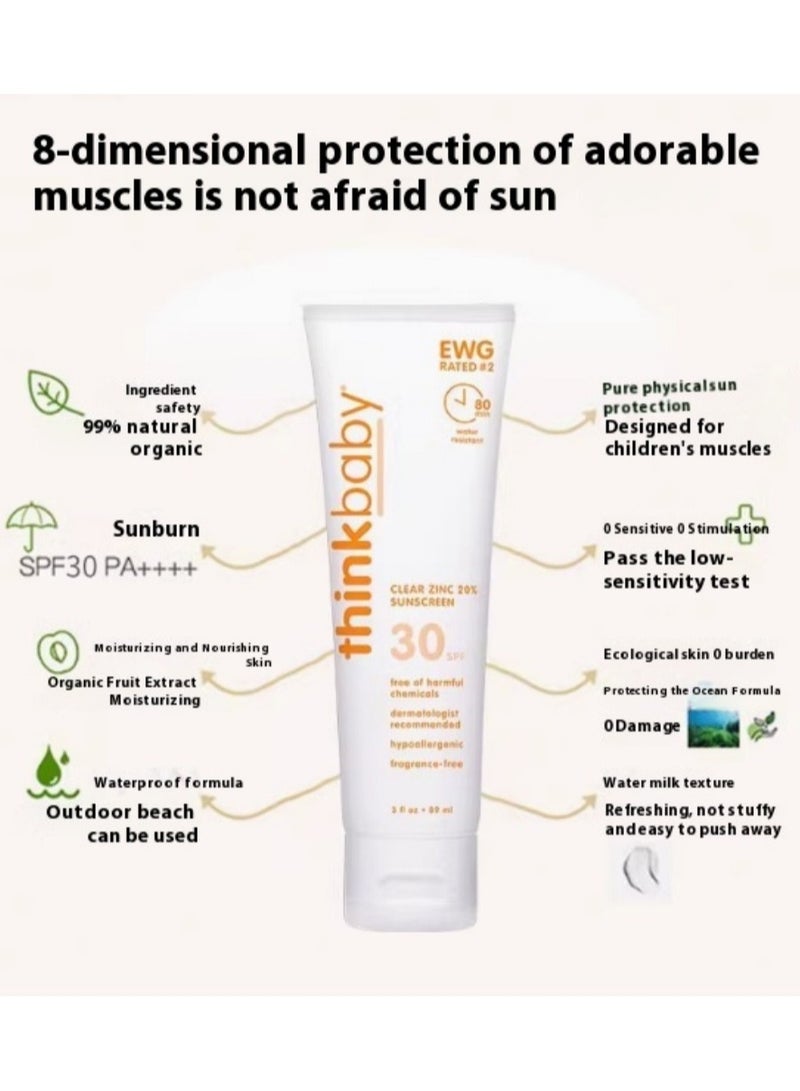 Thinkbaby SPF 50+ Baby Mineral Sunscreen – Safe, Natural Sunblock for Babies - Water Resistant Sun Cream – Broad Spectrum UVA/UVB Sun Protection – Vegan Baby Sunscreen Lotion, 3 Oz.Facial Sun Cream Moisturizing ﻿  - Image 4