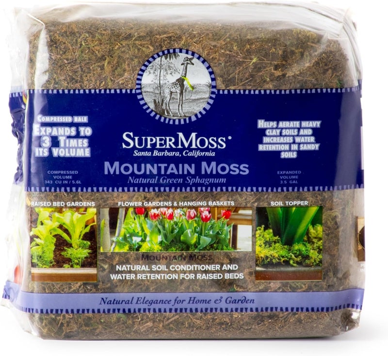 Super Moss Mountain Green Sphagnum Mini Bale - Natural Dried Soil Conditioner - Image 1