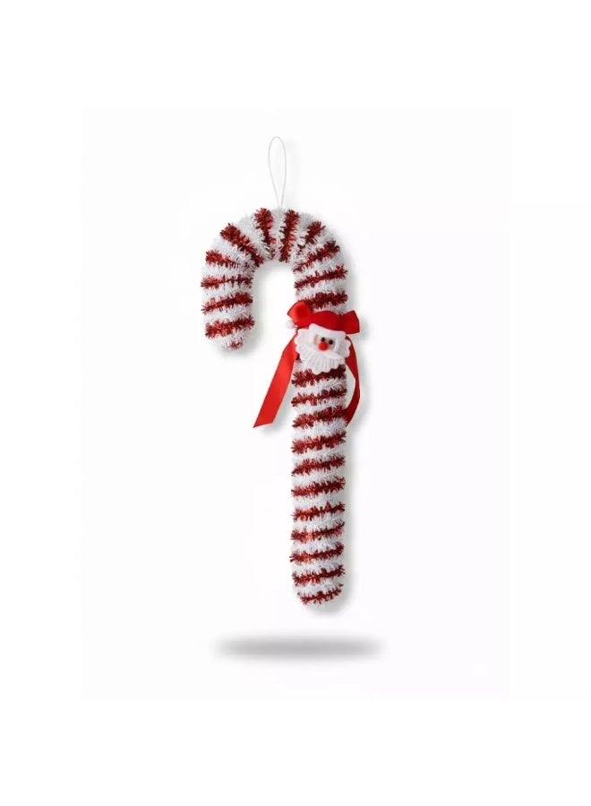 زينة عيد الميلاد الشريط اللامع الأحمر والأبيض مع شكل سانتا الصغير - متعدد الألوان