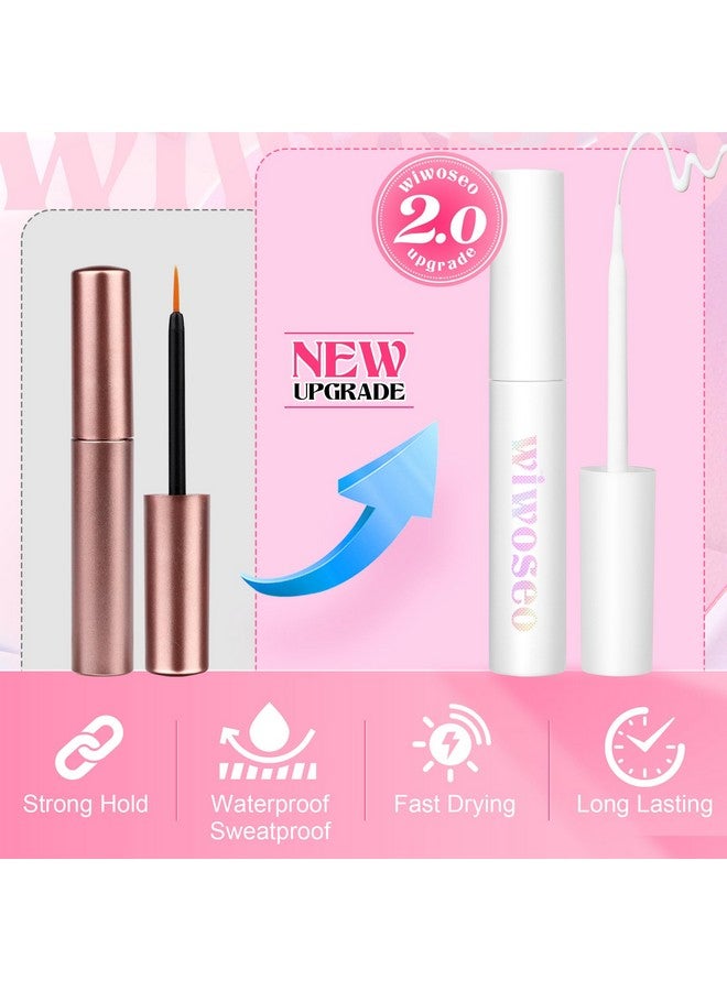 ويووسيو رموش Wiwoseo الطبيعية الرقيقة مع غراء، رموش عيون القطط من المنك، رموش شفافة مع مجموعة غراء، رموش روسية شريطية، رموش صناعية بمظهر طبيعي، رموش شريطية للتمديد، رموش مجعدة على شكل حرف D، عبوة من 7 أزواج - Image 5