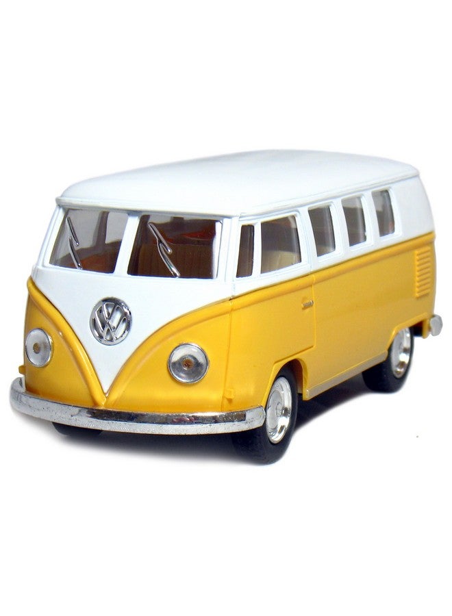 Kinsmart KiNSMART 1962 Volkswagen Classic Bus Yellow 1:32 Scale 5 Inch Die Cast Metal Model Toy Van, Pullback Acation  - Image 4